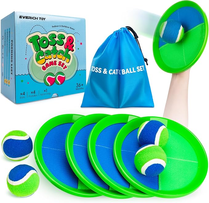 Upgraded Toss and Catch Ball Game Set, Beach Pool Toys Outdoor Games for Kids Toys, Outside Family Lawn Yard Games, for Boys Girls 3 4 5 6 7 8 9 10 11 12 Years Old