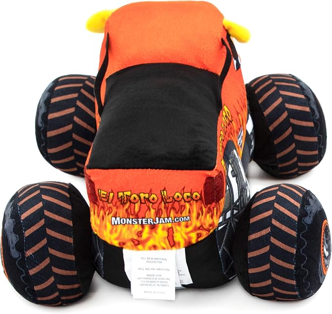 Jay Franco Monster Jam Plush Stuffed El Toro Loco Pillow Buddy - Super Soft Polyester Microfiber, 14 inches (Official Monster Jam Product)