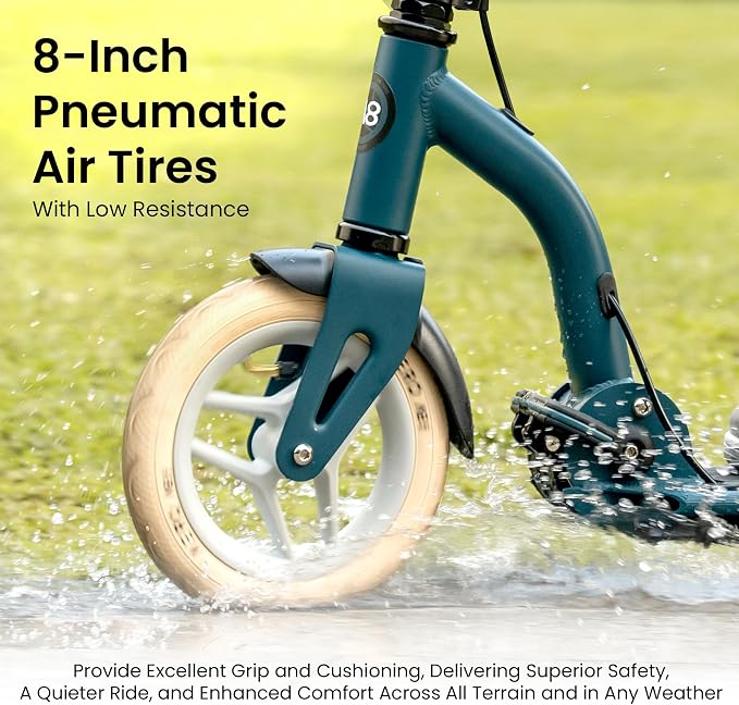 AERO MOBILITY Kick Scooter for Kids 6+, Teens & Adults | Light Up Wheels, Hand Brake, Rubber Deck Mat & Shock Absorption | Foldable & Height Adjustable