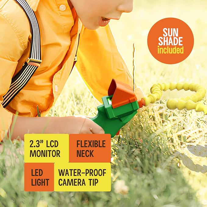 Borescope Snake Scope Camera with Light for Kids, Rechargeable Outdoor Educational STEM Toys, Gifts for 5 Year Old Boy, Nature Activities, Best Gift for Boys, Girls Ages 4 5 6 7 8 9 10 11 Years Old