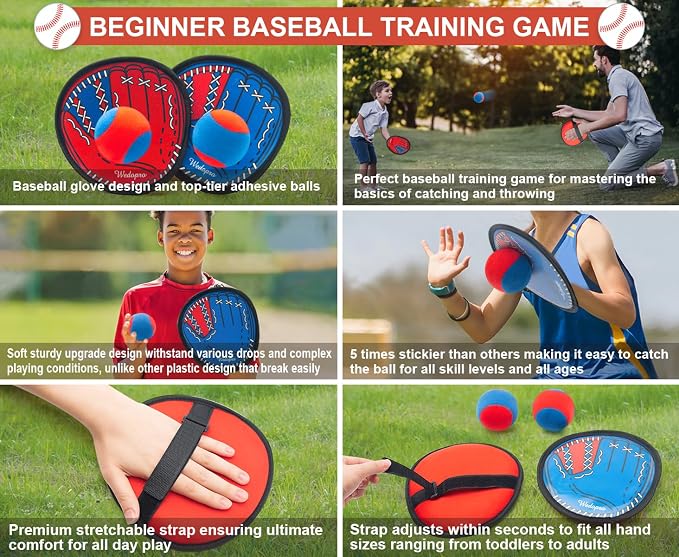 Toss and Catch Ball Game, Kids Toddler Baseball Glove & Catch Ball Toys, Kids Outdoor Games for Family, Toys for Beach Yard Outside, Birthday Easter Gift for Ages 3 4 5 6 7 8-12 Year Old Boys Girls