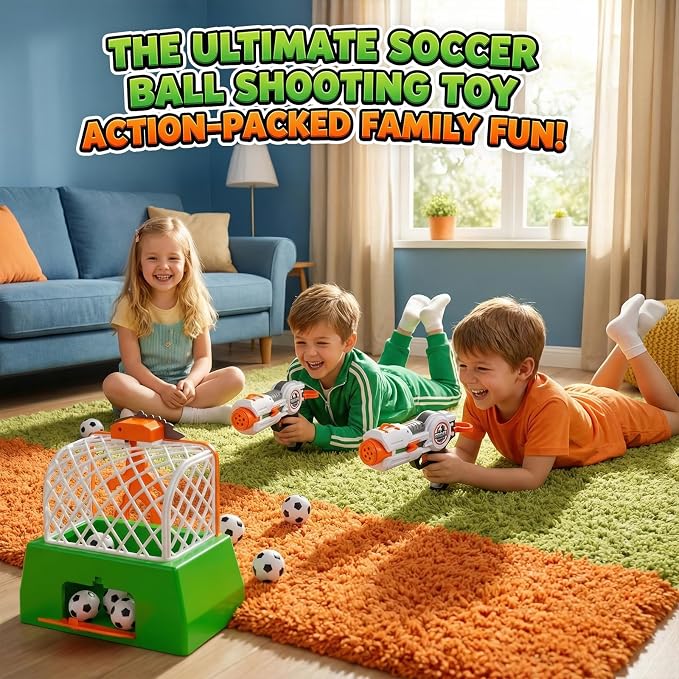 Kids Shooting Game Toy Set,Soccer Game for Kids,Including 24 Foam Soccer Balls and 3 Foam Bowling Pins,LCD Score Record,Indoor Outdoor Birthday Gift for Kids Boys and Girls Ages 3+Years Old
