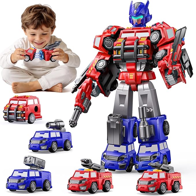 Gifts for 3 4 Year Old Boys, Toys for 3 4 Year Old Boys, 5-in-1 Transform Robot Toys for Boys 4-6, Easy DIY Assembly, 3 4 Year Old boy Birthday Gifts, Ideals Toys for Boys, Kids Toys