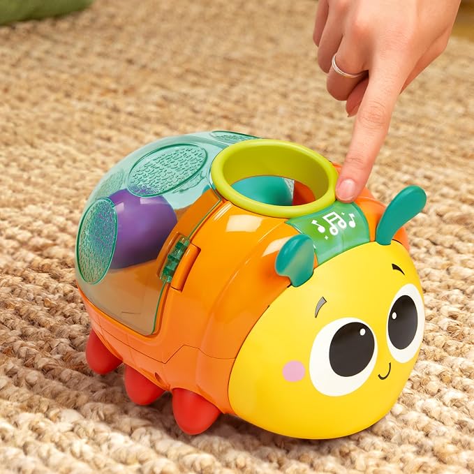 Bright Starts Spin ’n’ Chase Bug Ball Popper Toy with Lights & Music, Crawling Baby Toy Encourages Movement & Motor Skills, Unisex, 6 Months+