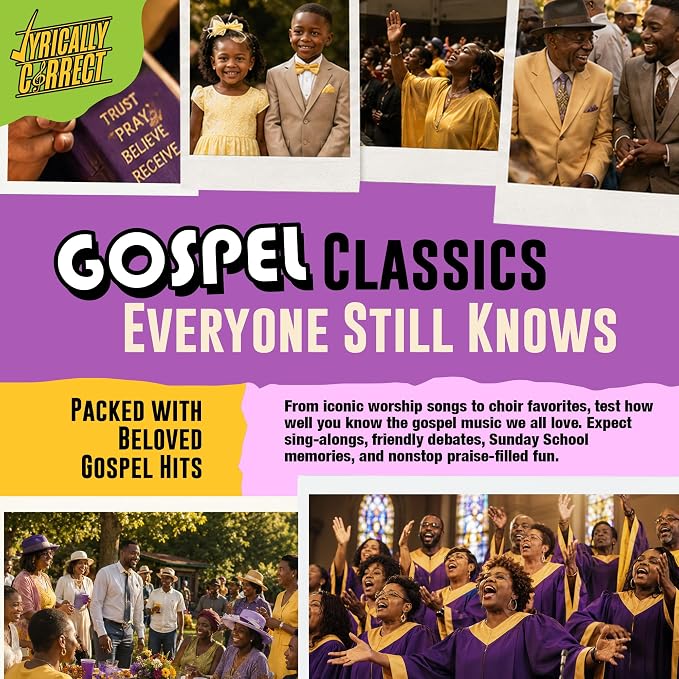 Lyrically Correct Revival: The Gospel Edition – Gospel Music Trivia Card Game for Adults & Families | Church Gatherings, Fellowship & Family Game Night