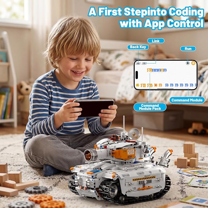 HPROMOT 2 in 1 STEM Building Kit, 1129PCS App & Remote Control Excavator Tank Coding Robot, Technic Programmable Construction Blocks, Educational Engineering Science Gift for Boys Girls Ages 8-16