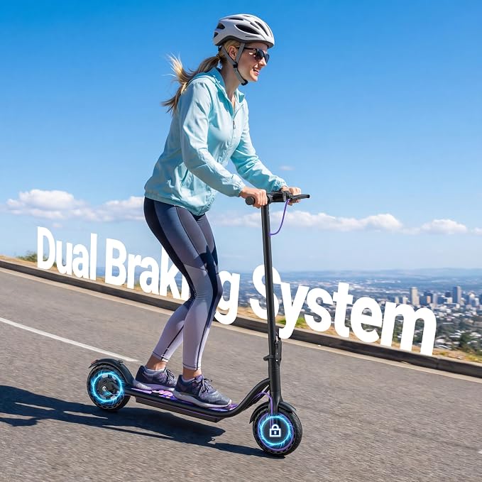 Electric Scooter, 350W-500W Motor, 9 MPH to 22MPH, 10-41 Miles Range, Dual Suspension, Dual Braking, App Control, Foldable Commuter E Scooter for Adults and Teens