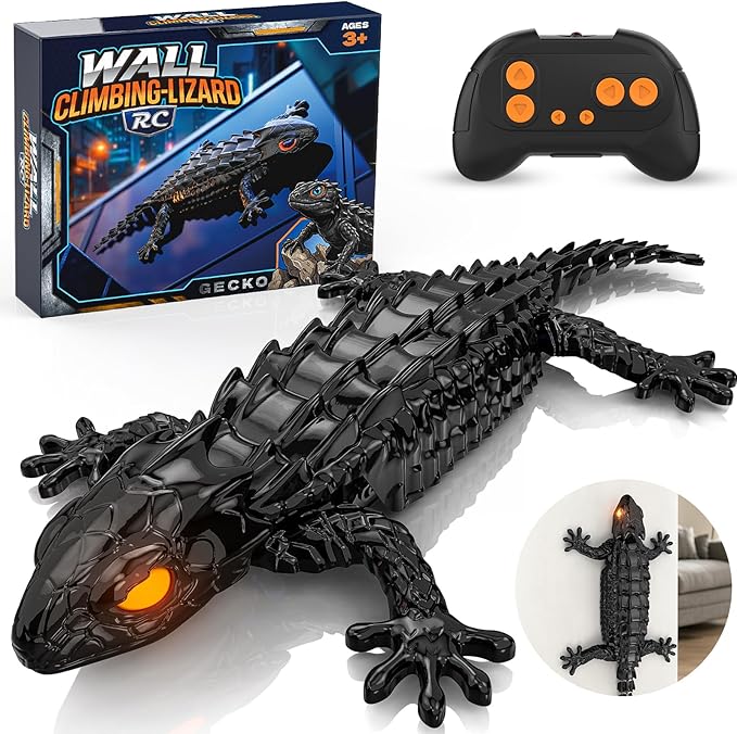 RC Wall Climbing Gecko, Rechargeable Wall Crawler Lizard for Kids Toys, 360° Rotating Remote Control Robot with Light, RC Stunt Car Toys for 3-12 Year Old Boys Girls Kids