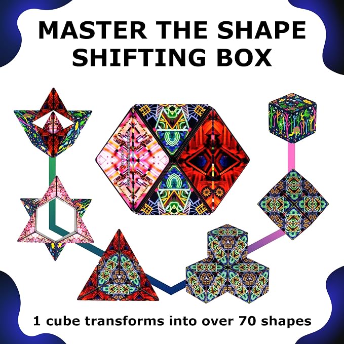 Shashibo Sensory Fidget Toy for Adults & Kids, Stress Relief Fidget Toy for Adults, Teens & Kids, Cool Fidget Toys for Desk, Classroom Must Have, Sensory Shape Shifting Cube, 100+ Possible Shapes