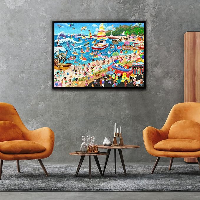 Summer Beach Puzzles for Adults 1000 Pieces, Letters on Back, Impossible Hard Difficult Challenging, Precise Interlocking Pieces, Home Wall Decoration & Ideal Gift