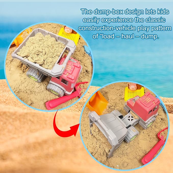 IOKUKI Sand Toys with Extra Large Mesh Bag Including Dump Truck, Sand Water Wheel, Beach Buckets, Shovels, Rakes, Molds, Outdoor Beach Toys Tool Kit for Kids, Toddlers, Boys and Girls (12 PCS) Age 3+
