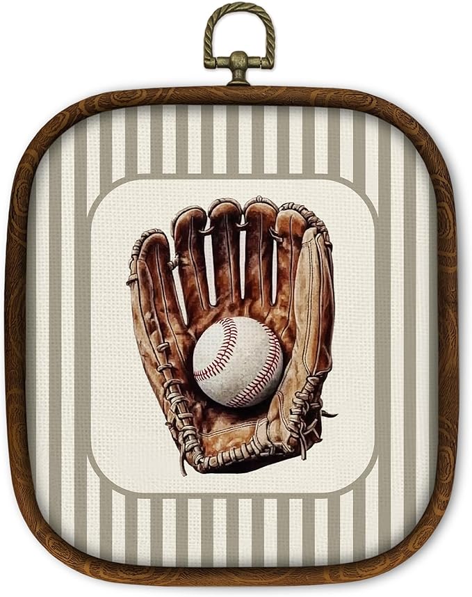 WULQYING Baseball Nursery Wall Art Decor, Sports Nursery Boys Room Square Framed Canvas Art Prints, Sport Lover Gift Baseball Wall Hanging Decor for Kids Boys Room Bedroom Playroom, 5.7x6.5 Inches
