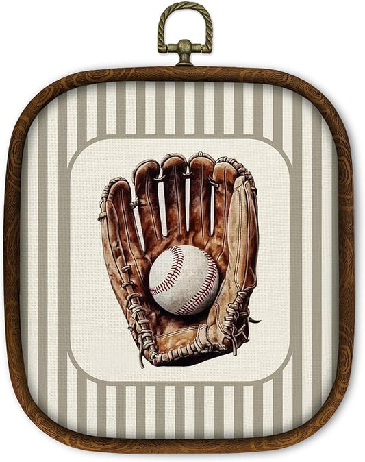 WULQYING Baseball Nursery Wall Art Decor, Sports Nursery Boys Room Square Framed Canvas Art Prints, Sport Lover Gift Baseball Wall Hanging Decor for Kids Boys Room Bedroom Playroom, 5.7x6.5 Inches