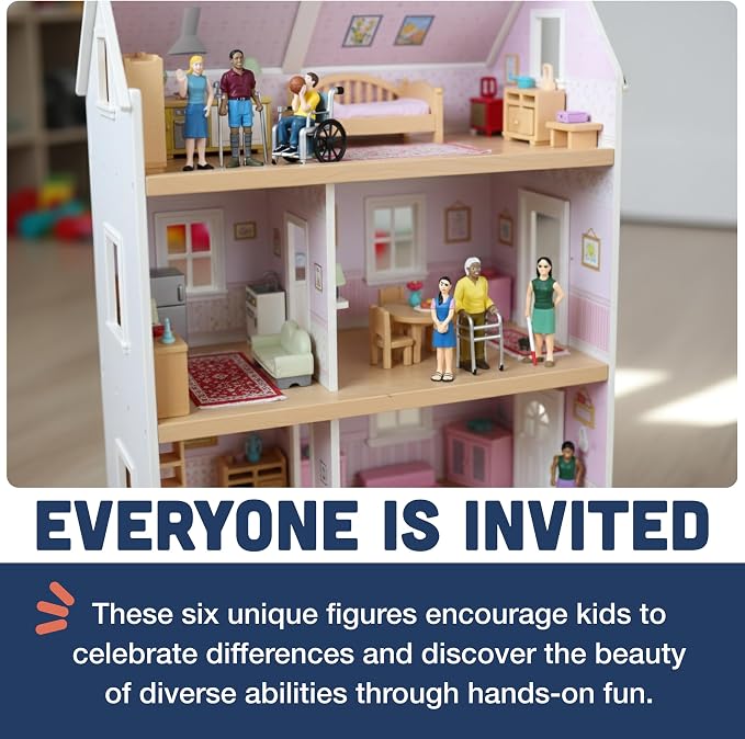 Creative Minds Marvel Education Diverse Abilities Toy Figure Set for Kids Ages 3+, Set of 6 Inclusive Toy Figurines with Wheelchairs, Canes, and More, Multicolor