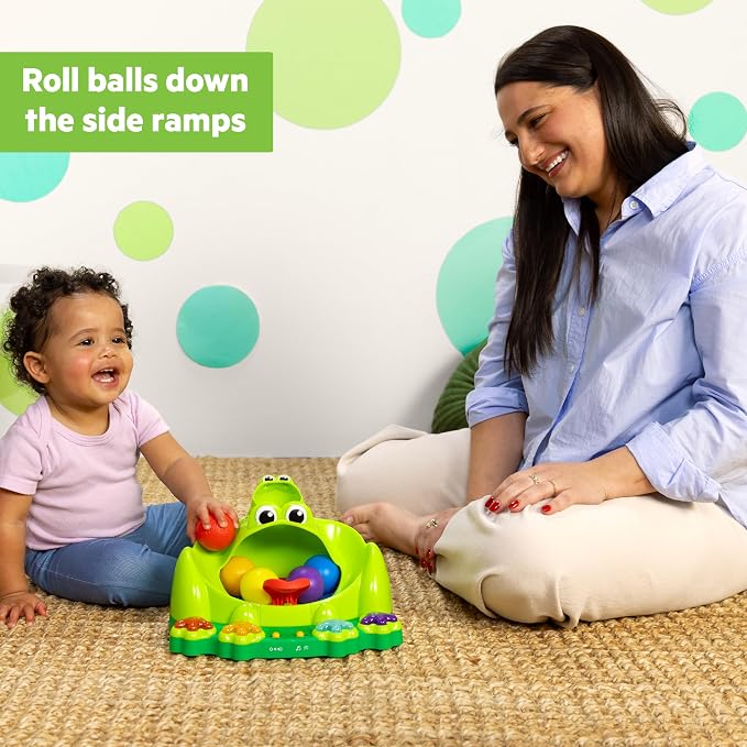 Bright Starts Poppin' Ball Frog Ball Play Toy, Launching, Bouncing & Ramp Racer Toy, Crawl and Chase, Unisex, 6 Months+
