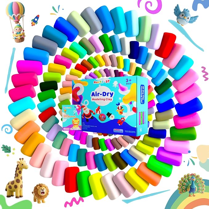 Air Dry Clay 156 Colors, Modeling Clay for Kids, Magic Clay, DIY Molding Clay Kit with Sculpting Tools, Soft and Non-Sticky, Arts and Crafts Gift for Boys Girls Kids