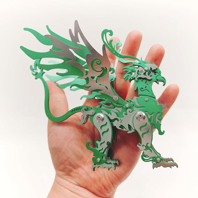 3D Metal Puzzles Toys The Meow Meow Family King and Princess Cat DIY Handmade Assembled Model Kits Ornaments Christmas New Year and Birthday Gifts for Adult (Gu Diao Green)