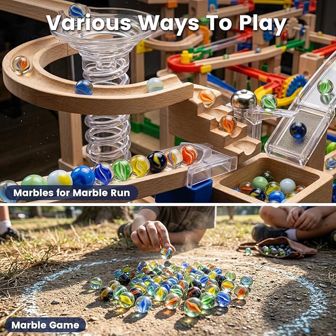 POPLAY Colorful Glass Marbles, 0.6 inch Marbles Bulk for Kids Marble Games,DIY and Home Decoration