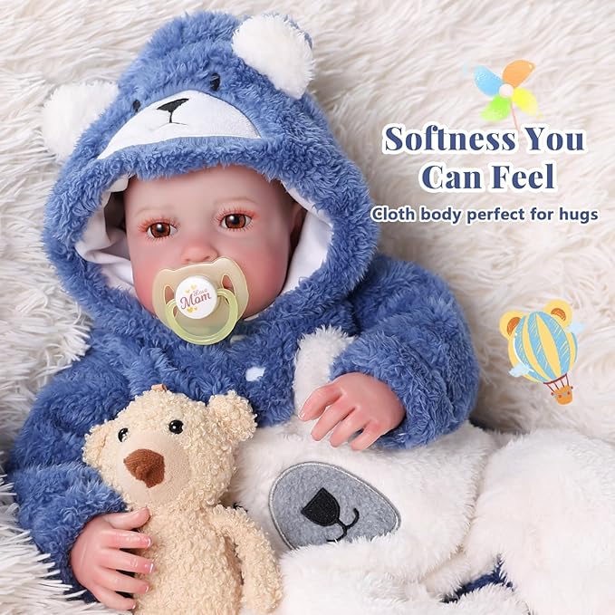 BABESIDE Reborn Baby Doll Boy - 20 Inch Lifelike Soft Vinyl Realistic Baby Dolls with Poseable Body & Accessories, Real Life Newborn Baby Doll for Cuddling, Playtime & Gift for Kids Ages 3+