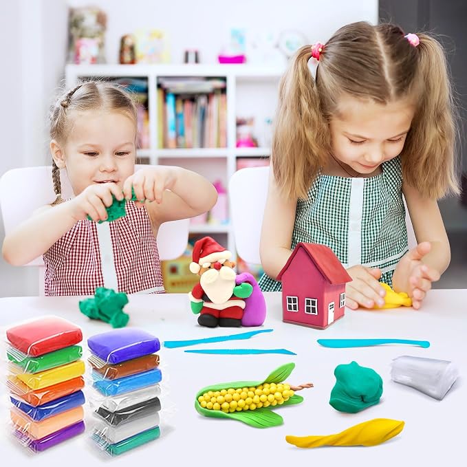ESSENSON Air Dry Clay 50 Colors, Modeling Clay for Kids, DIY Molding Magic Clay, Gift for Kids