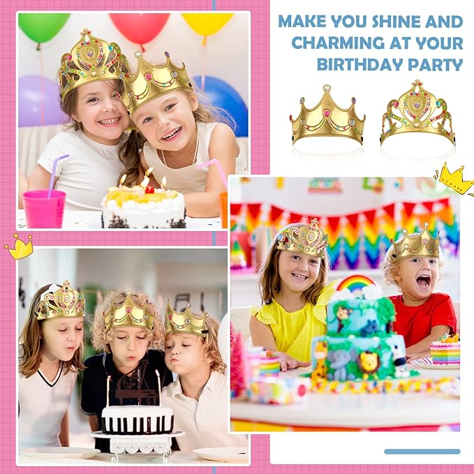 Yaomiao 22 pack DIY Crowns Set Include 12 Pcs Foam Princess Crowns and 10 Pcs Diamond Sticker for Kids