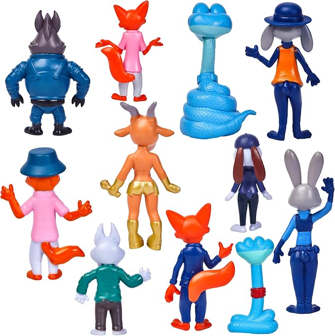 11-Pack Zootopia 2 Toys Animal City Character Figurines, 4'' Cartoon Animal Toys, City Adventure-Themed Mini Action Figure Collection for Kids & Fans, Party Favors and Birthday Gifts