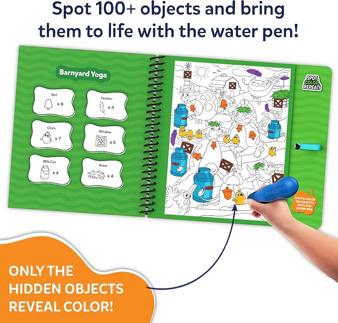 Skillmatics Reusable Search & Find Book - Water Spotter, Mess-Free Paint with Water Kit, Learning Activity, Animals, Screen-Free Fun, Travel Toy, Gifts for Boys & Girls Ages 4, 5, 6, 7, 8