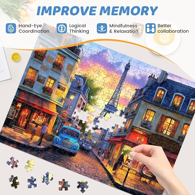 Puzzles 300 Pieces for Adults | Eiffel Tower Jigsaw Puzzles | Recycled Cardboar Jigsaw Puzzles 300 Pieces | Challenging Family Activity Great Gift Idea for Family Friends | 20.5 X 15 inches
