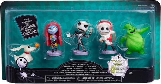 Disney Tim Burton's The Nightmare Before Christmas Collectible Figure Set, 2.5-inch Glow in the Dark Figurines, Toy for Collectors, Fans, Kids Ages 3+