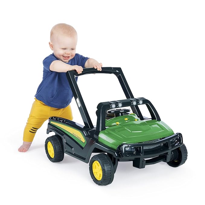 Bright Starts John Deere 4-in-1 Gator Green Baby Activity Center & Push Walker with Removable Interactive Steering Wheel Toy, 6 Months and up