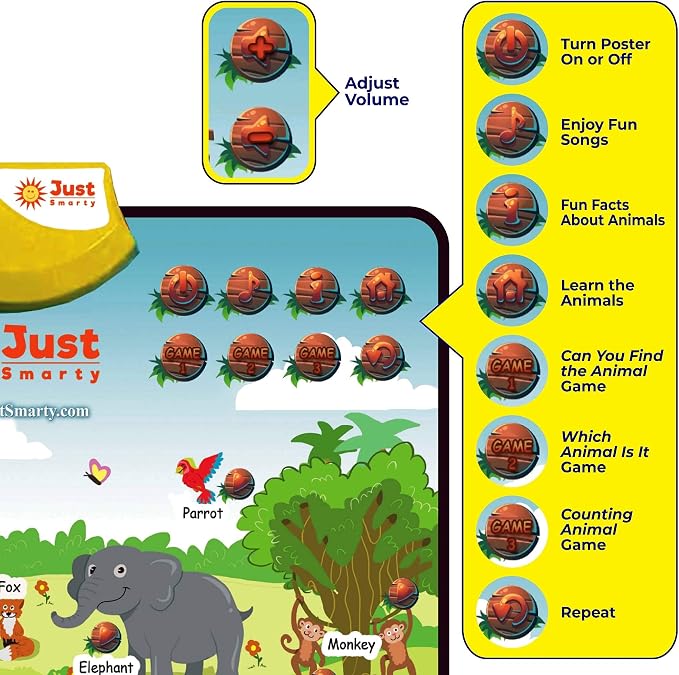 Just Smarty Zoo Animals Toddler Learning Toys Ages 3-6 | Sounds, Counting & Memory Games | Learning Resources Animals for Kids | Animal Facts Game | Toddler Learning Activities