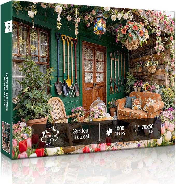 Garden Retreat Puzzles for Adults 1000 Pieces,Challenging Jigsaw Puzzles for Adults,Difficult Impossible Puzzle for Family Game Night,Recycled Paper Jigsaw Puzzle,Gifts for Boys Girls