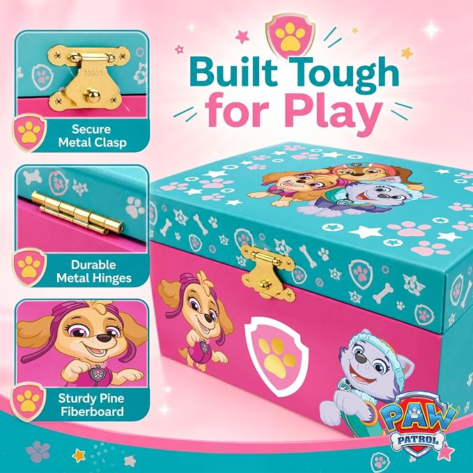 Paw Patrol Jewelry Box for Girls Musical Jewelry Box with Spinning Skye Figurine, Paw Patrol Toys for Kids Ages 3-5
