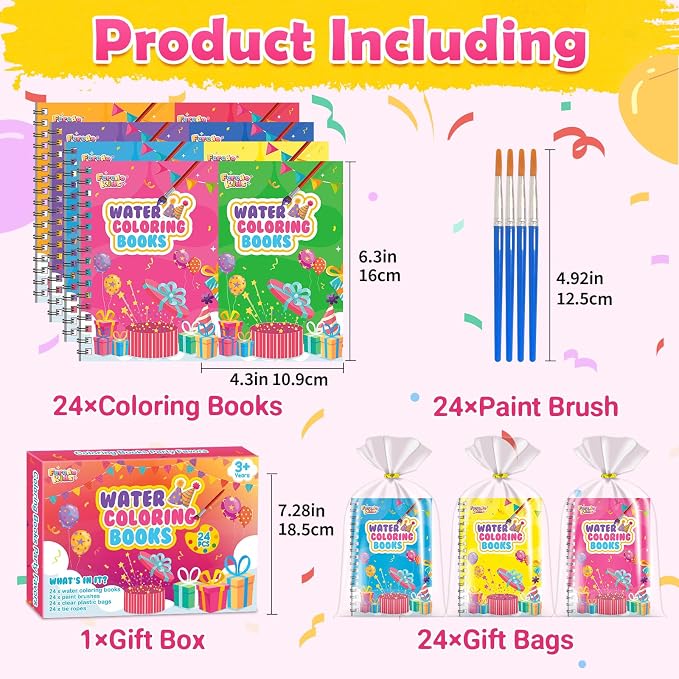 Coloring Books Party Favors for Kids - 24 Pack Mini Water Coloring Books Paint Sets for Kids, Goodie Bags Stuffers Students Classroom Gifts Bulk, Easter Basket Stuffers Bulk