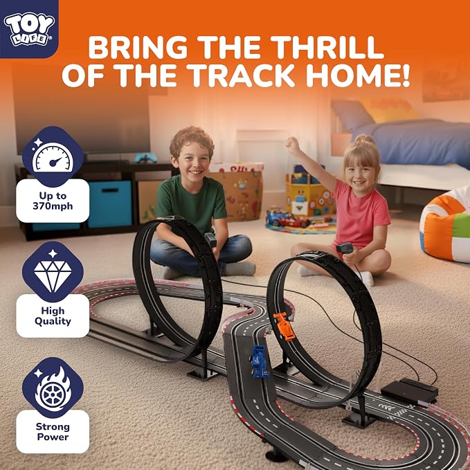 Slot Car Race Track Sets for Kids Ages 4-8, 20ft 2-Player 4-Lane Race Track with 2 RC Cars Speed-Controlled, Racing Circuit Toy for Boys 4-12, Pista de Carros para Niños