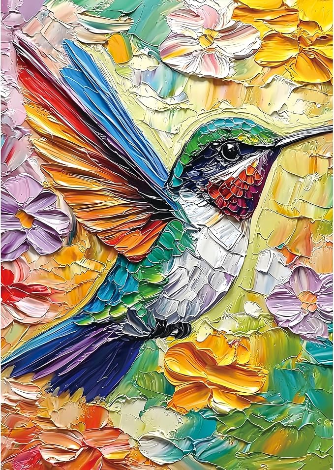 Hummingbird Puzzles for Adults 1000 Pieces, Vintage Flower Bird Jigsaw Puzzles Challenge Art Jigsaw Puzzles Colorful Large Piece Puzzle for Gifts Home Decor, 27.5"x19.7"