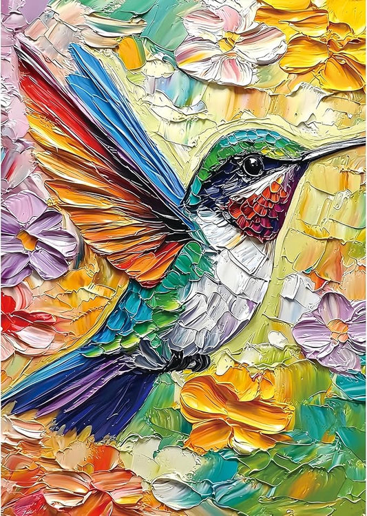 Hummingbird Puzzles for Adults 1000 Pieces, Vintage Flower Bird Jigsaw Puzzles Challenge Art Jigsaw Puzzles Colorful Large Piece Puzzle for Gifts Home Decor, 27.5"x19.7"