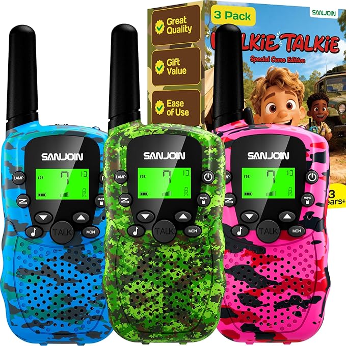 Walkie Talkies for Kids Games Outdoor Toys for 3-12 Year Old Boys Girls, 3 Miles Range Walkie Talkie as Camping Essentials, 4 Year Old Girl Birthday Gifts for 3 4 5 6 7 8 9 Year Old Boy Girl Gift