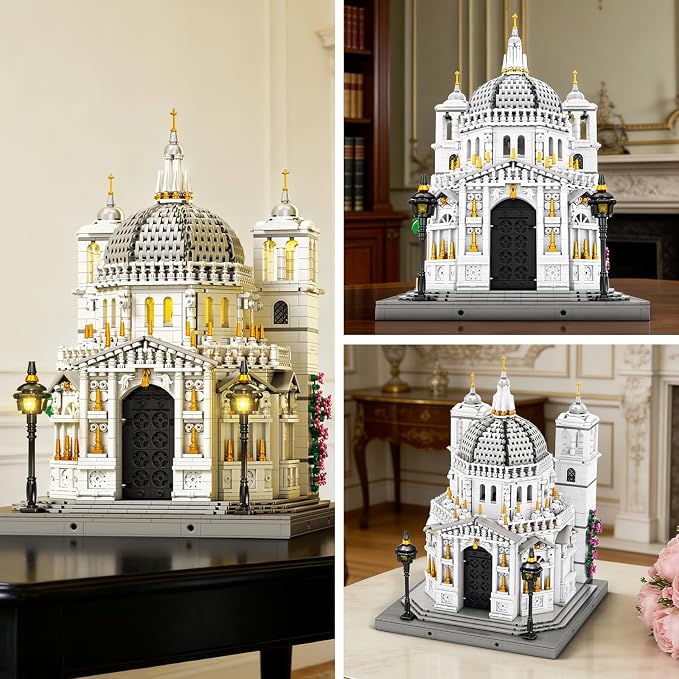 Reobrix Venice Church Building Block Sets for Adults with Lights 55014, Landmark Architecture Venice Santa Maria Della Salute Church Model, Collectible Italy Landmark Building Toy for Adullt (4270PCS)