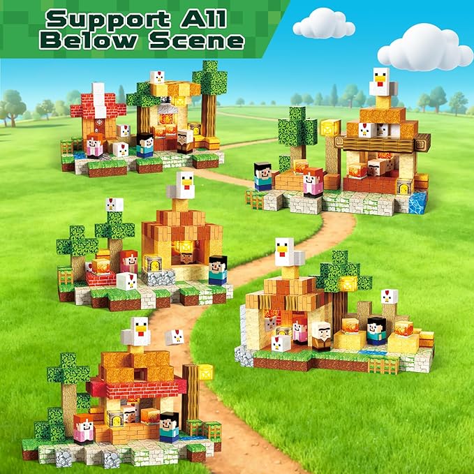 ToyUnited 200PCS Magnetic Blocks with Light-Up Blocks, Magnet Building Blocks, Stacking Magent Cubes, STEM Montessori Educational Sensory Toys for Boys & Girls Ages 3-12 Birthday Gifts