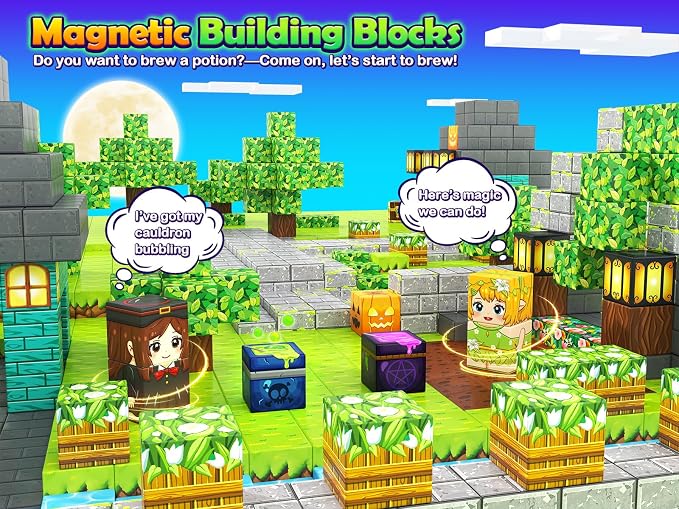 Gooidea Magnetic Blocks - 100 Building Blocks Mine Magnets Building Craft Autistic Kids Friendly Sensory Toys STEM Creative Toy Game for Kids Age 3-5 4-6 5-7 8-12 - Magical Enchanted Playset
