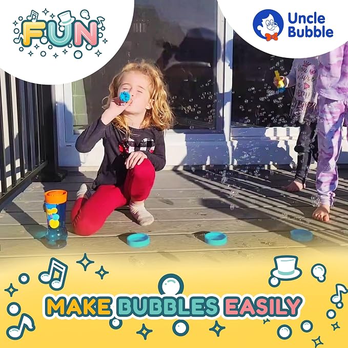 Uncle Bubble Mini Bubble Blower - Non Toxic Bubble Toy for Toddlers and Kids, Confetti Bubbler, Fun Summer Toys for Girls and Boys, Blow Thousands of Mini Bubbles in One Breath