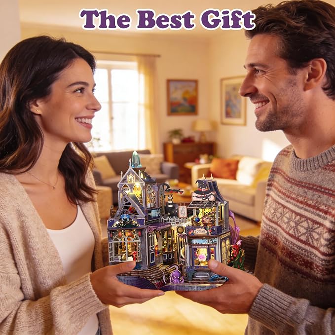 New DIY Magic Miniature House Kit, Enchanted Dollhouse Kit with LED Light, Mini House Building Kits for Adults to Build, Christmas Home Decorations Gifts for Friends