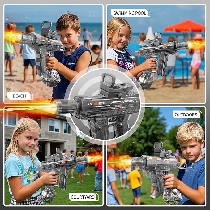 Electric Water Gun 2 Pack,CreatiMachi Automatic Water Gun SMG Black(2026) | Powerful,Long Range Splashy Aquatic Blaster with LED,ideal Gift for Kids Teens Age 4+,Adults,Summer Play Watergun Toys