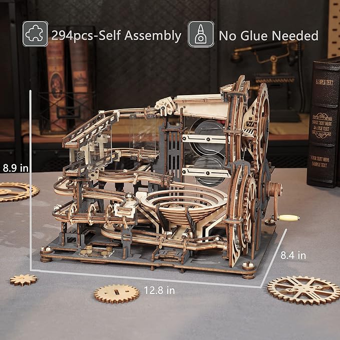 ROBOTIME 3D Puzzles Marble Run - LGA01 Marble Night City Wooden Model to Build - Model Building Kits for Adults