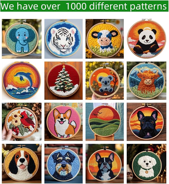 DIY Punch Needle Kits Cartoon Cute Dairy Cow Embroidery Punch Needle Starter Craft with Hoop Easy for Beginners for Festival t and Decoration 20x20cm-2