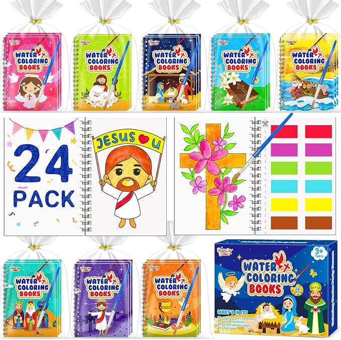 Coloring Books Party Favors for Kids - 24 Pack Christian Mini Water Coloring Books for Kids Goodie Bags Stuffers Students Classroom Gifts Bulk, Return Gifts for Birthday Christmas Party Favors Bulk