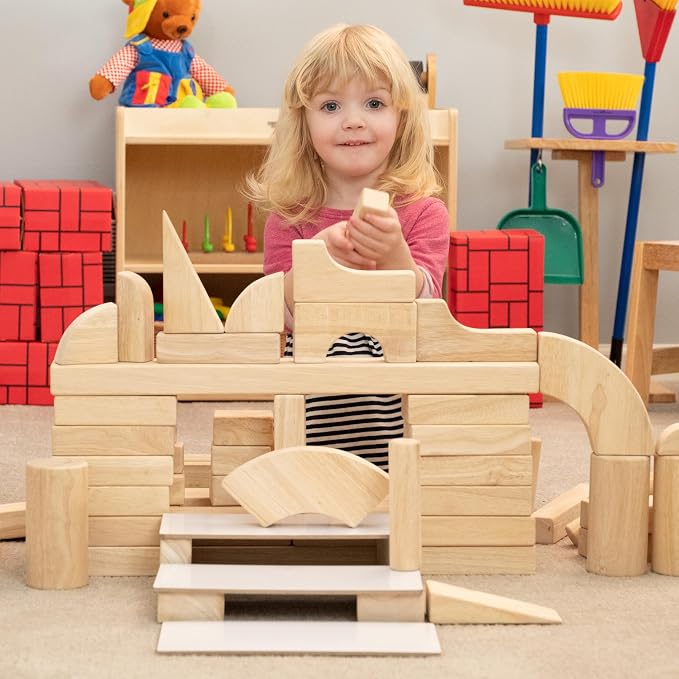 Constructive Playthings CP-U305 Children's Wood Unit Block Sets- Advanced Set 85 Blocks