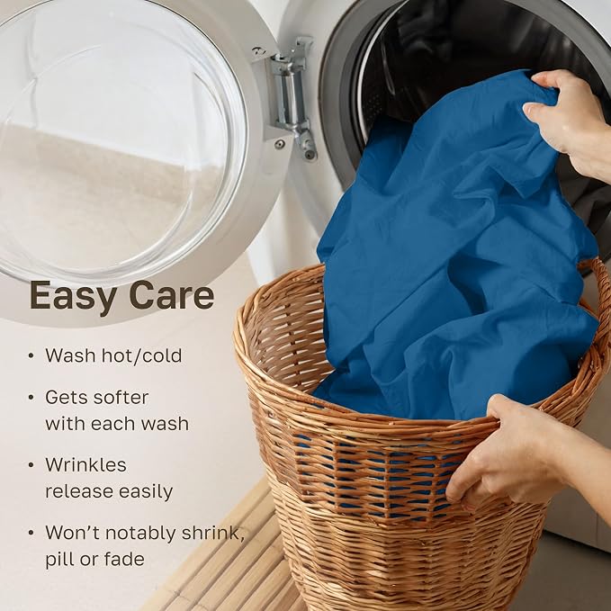 California Design Den Soft Full Size Cotton Sheet Sets, 400 TC Good Housekeeping Award Winner, Silky Smooth Sateen Weave with Deep Pockets, Breathable and Durable Full Bedding Set - Cobalt Blue
