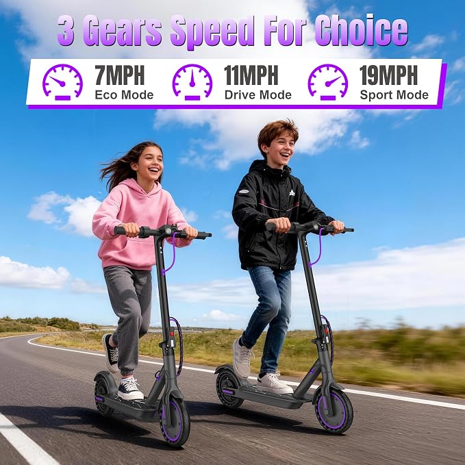 WERHY Foldable Kids Electric Scooter for Aged 6-10, 350W Motor, Max 12/16Miles Long Range, 19 MPH Max Speed, 8.5" Solid Tire, Lightweight Foldable E-Scooter with Dual Braking, Digital Display